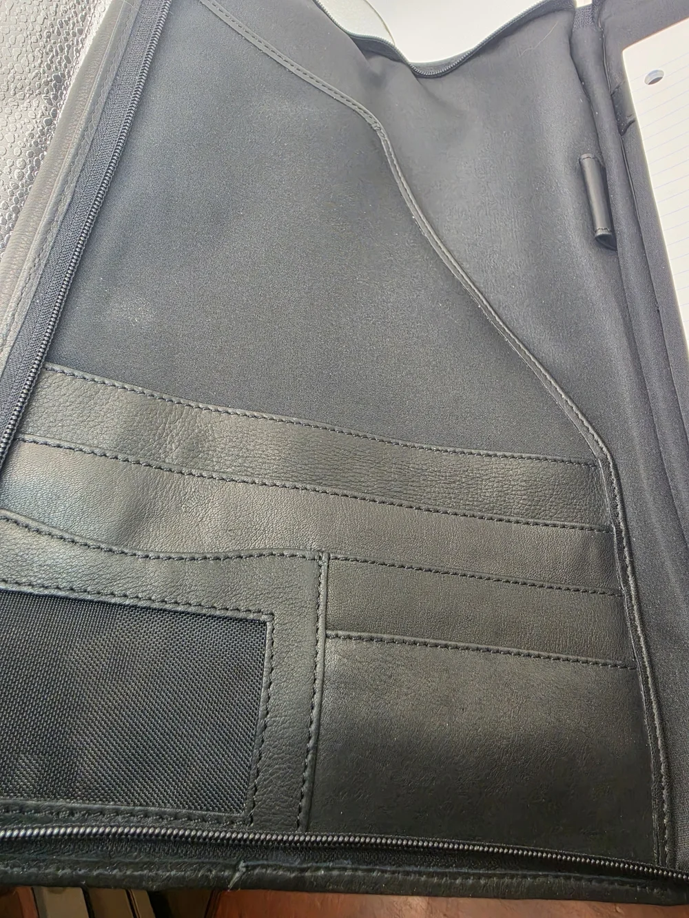 Bellino Black Fold Out Multipurpose Italian Leather Desk Document Padfolio